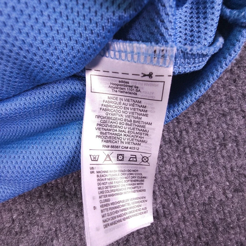 Adidas Mens Medium PrimeGreen Blue  1/4 Quarter Zip‎ Pullover Sweatshirt